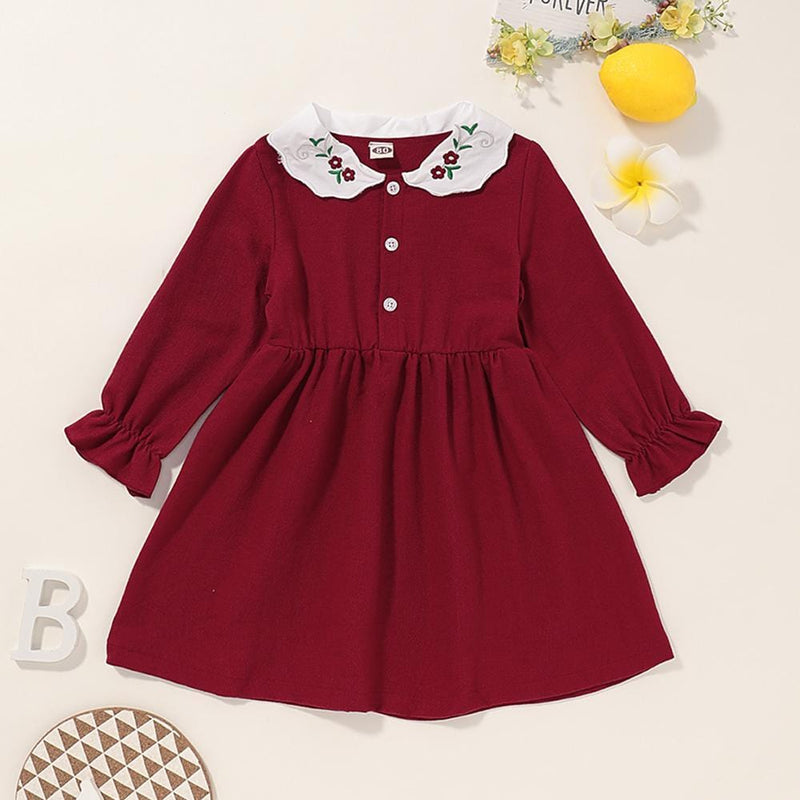 Girls Long Sleeve Solid Dress Buy Kids Clothing Wholesale - PrettyKid