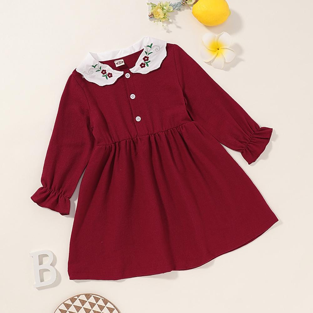 Girls Long Sleeve Solid Dress Buy Kids Clothing Wholesale - PrettyKid