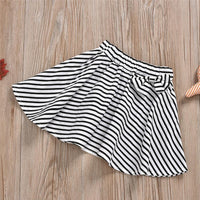 Girls Long Sleeve Solid Long Sleeve Top & Striped Skirt Wholesale Girl Clothing - PrettyKid