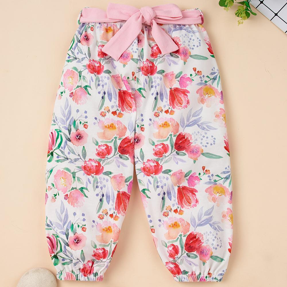 Baby Girls Long Sleeve Solid Romper Floral Pants Cheap Baby Clothes In Bulk - PrettyKid