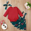 Baby Girls Long Sleeve Solid Romper & Elk Print Skirt Sets Babywear Wholesale - PrettyKid