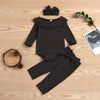Baby Girls Long Sleeve Solid Romper & Pants & Headband Baby Wholesales - PrettyKid