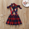 Baby Girls Long Sleeve Solid T-shirt & Plaid Skirt Baby Clothing Cheap Wholesale - PrettyKid