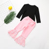Toddler Girl Long Sleeve Solid Top & Lace Flared Pants Girl Wholesale - PrettyKid