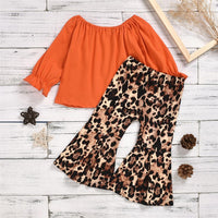 Toddler Girls Long Sleeve Solid Top & Leopard Pants Girls Boutique Wholesale - PrettyKid