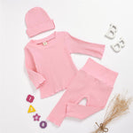 Baby Girls Long Sleeve Solid Top & Pants & Hat Buy Baby Clothes Wholesale - PrettyKid