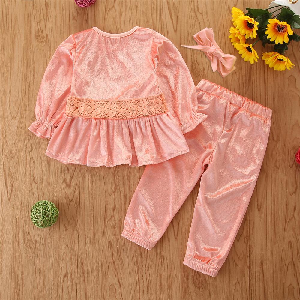 Toddler Girls Long Sleeve Solid Top & Pants & Headband Girl Wholesale - PrettyKid