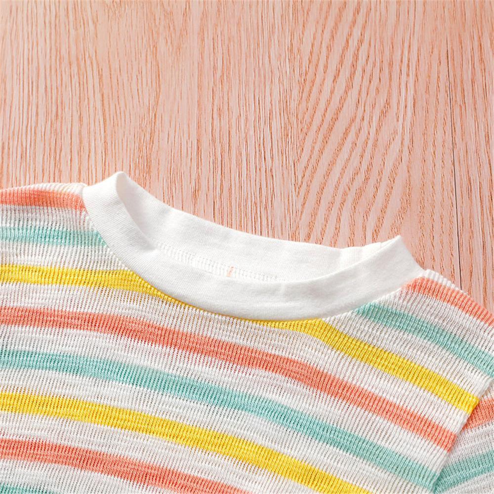 Girls Long Sleeve Striped Crew Neck Tees Girl T Shirts Wholesale - PrettyKid