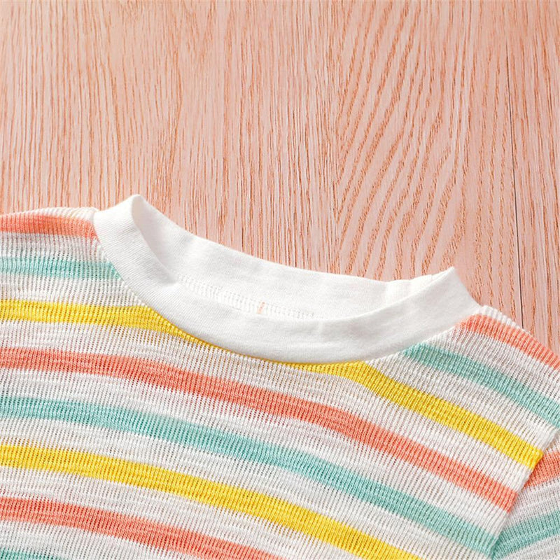 Girls Long Sleeve Striped Crew Neck Tees Girl T Shirts Wholesale - PrettyKid