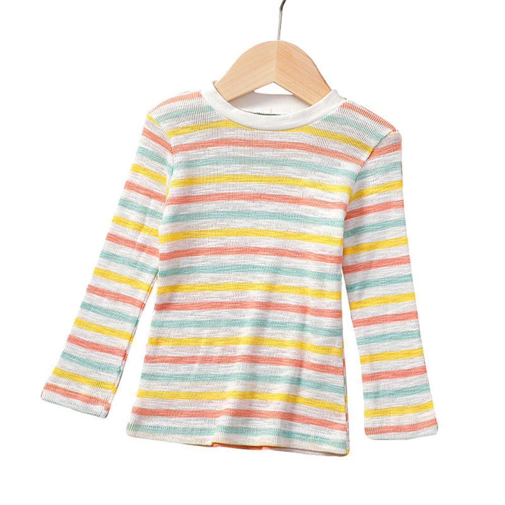 Girls Long Sleeve Striped Crew Neck Tees Girl T Shirts Wholesale - PrettyKid