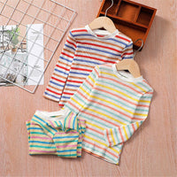 Girls Long Sleeve Striped Crew Neck Tees Girl T Shirts Wholesale - PrettyKid