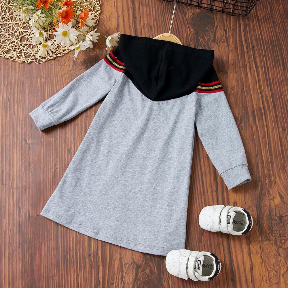Girls Long Sleeve Striped Hoodie Dress Wholesale Childrens Clothing - PrettyKid