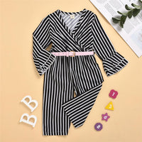 Toddler Girls Long Sleeve Striped Jumpsuit Wholesale Girls Clothing - PrettyKid