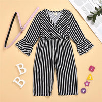 Toddler Girls Long Sleeve Striped Jumpsuit Wholesale Girls Clothing - PrettyKid