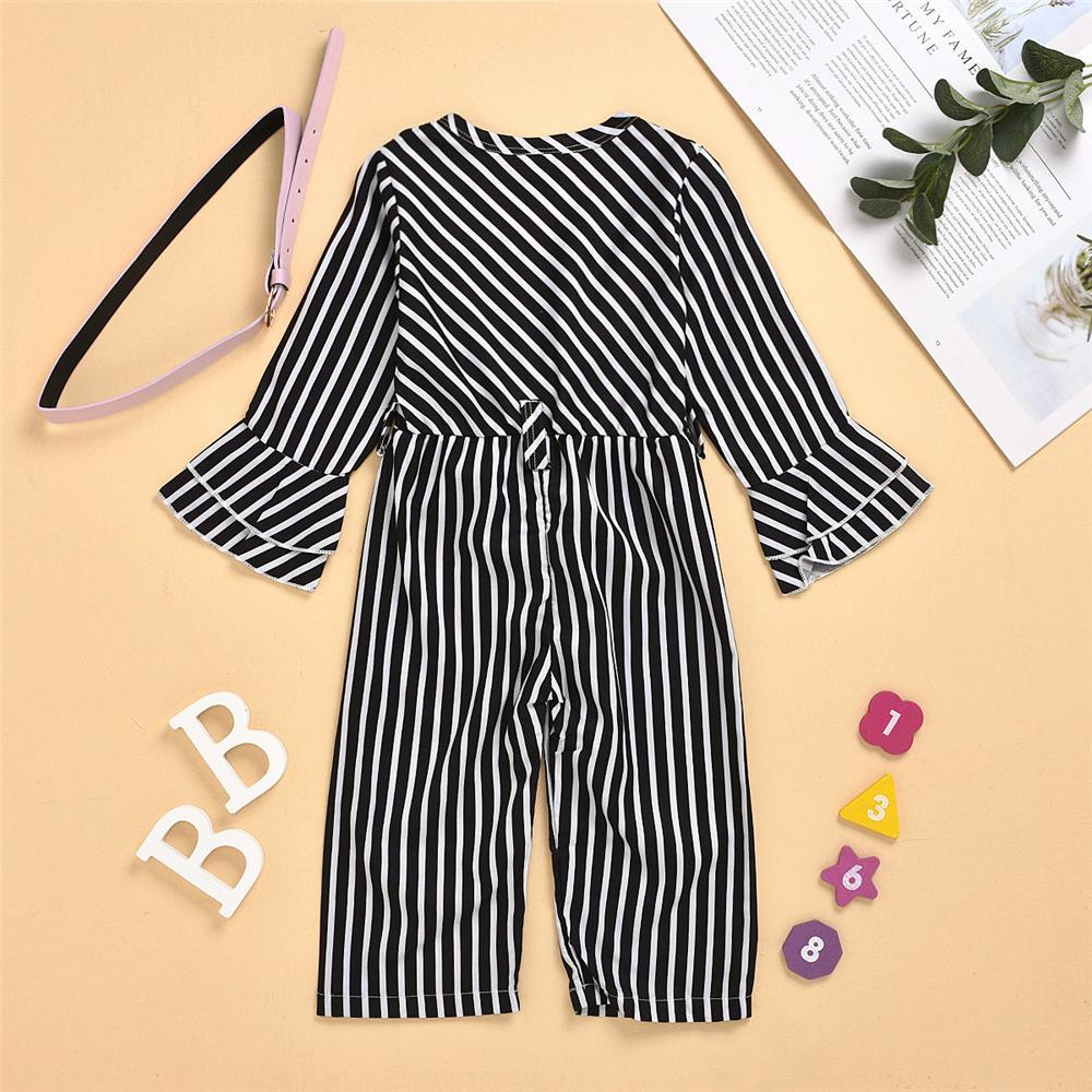 Toddler Girls Long Sleeve Striped Jumpsuit Wholesale Girls Clothing - PrettyKid