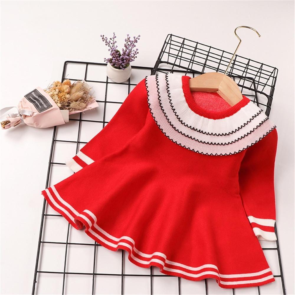 Baby Girls Long Sleeve Striped Sweet Dress - PrettyKid