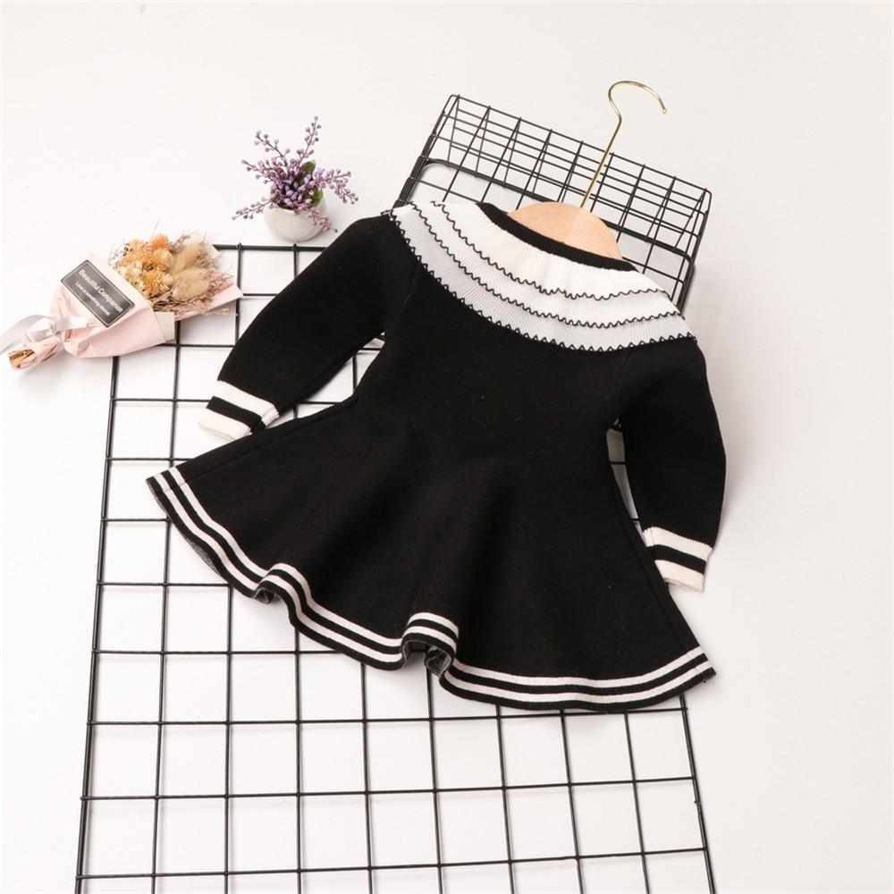 Baby Girls Long Sleeve Striped Sweet Dress - PrettyKid