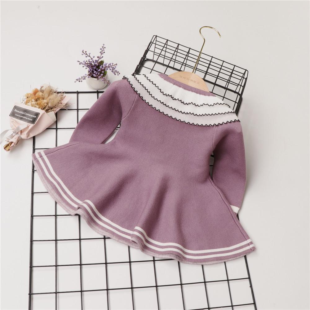 Baby Girls Long Sleeve Striped Sweet Dress - PrettyKid