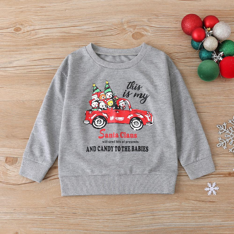 Boys Long Sleeve This Is My Santa Claus Cartoon Car Printed Tops Boy Clothes Wholesale - PrettyKid