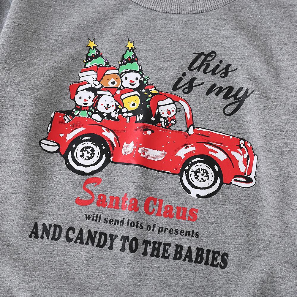 Boys Long Sleeve This Is My Santa Claus Cartoon Car Printed Tops Boy Clothes Wholesale - PrettyKid