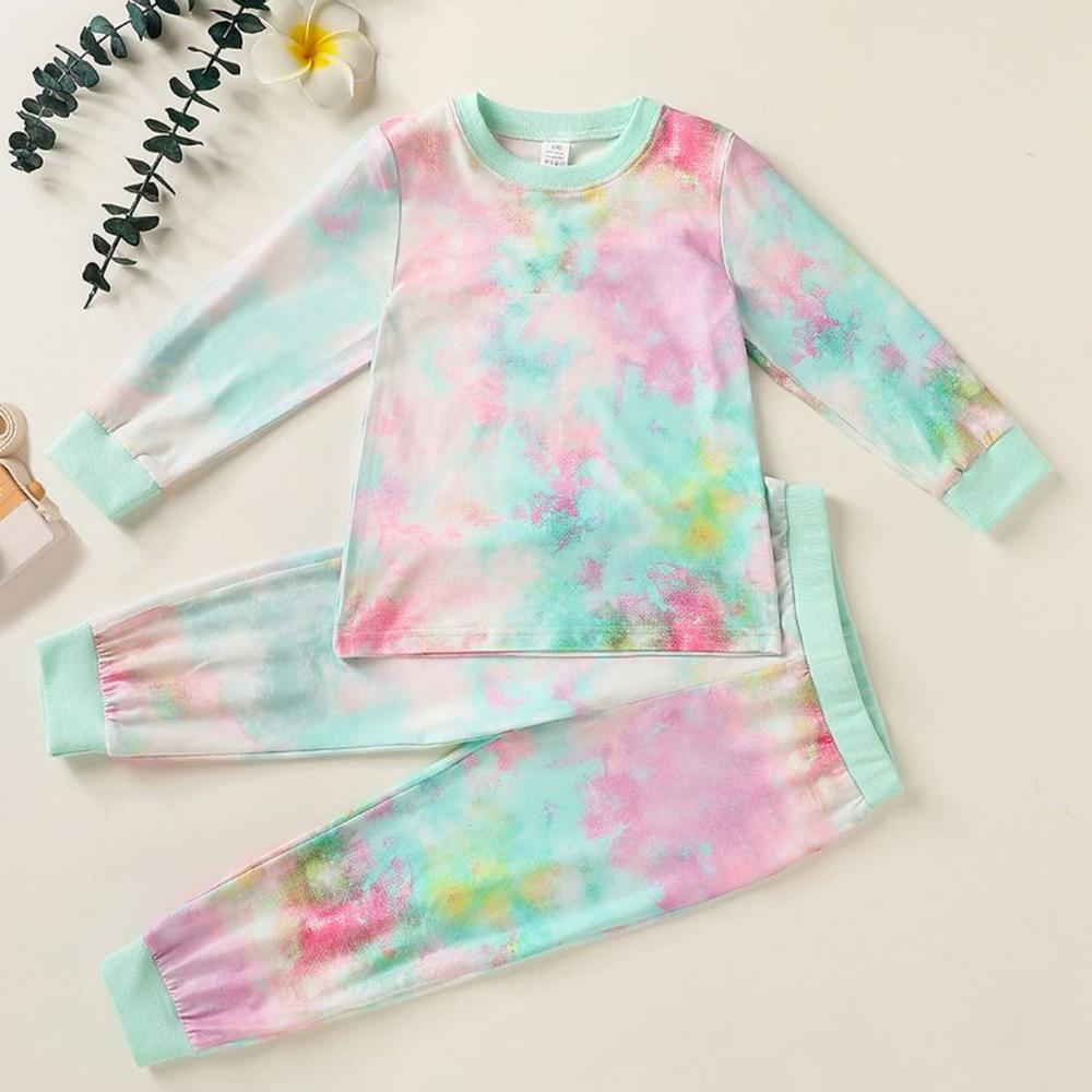 Long Sleeve Tie-dye Casual Tops & Pants - PrettyKid