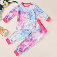 Long Sleeve Tie-dye Casual Tops & Pants - PrettyKid