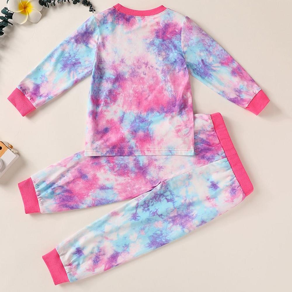 Long Sleeve Tie-dye Casual Tops & Pants - PrettyKid