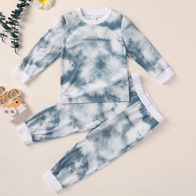 Long Sleeve Tie-dye Casual Tops & Pants - PrettyKid