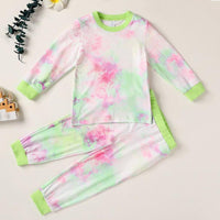 Long Sleeve Tie-dye Casual Tops & Pants - PrettyKid