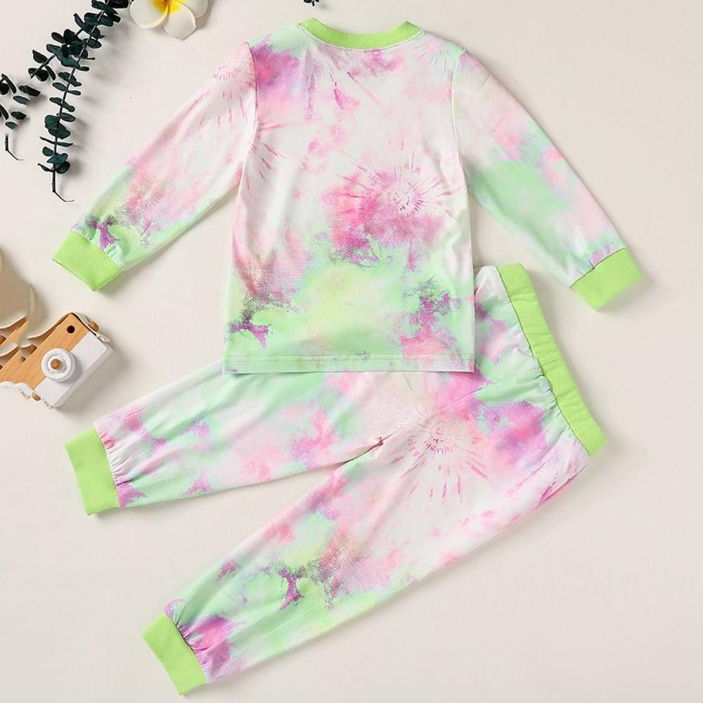 Long Sleeve Tie-dye Casual Tops & Pants - PrettyKid