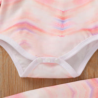 Baby Unisex Long Sleeve Tie-dye Romper & Pants & Hat - PrettyKid