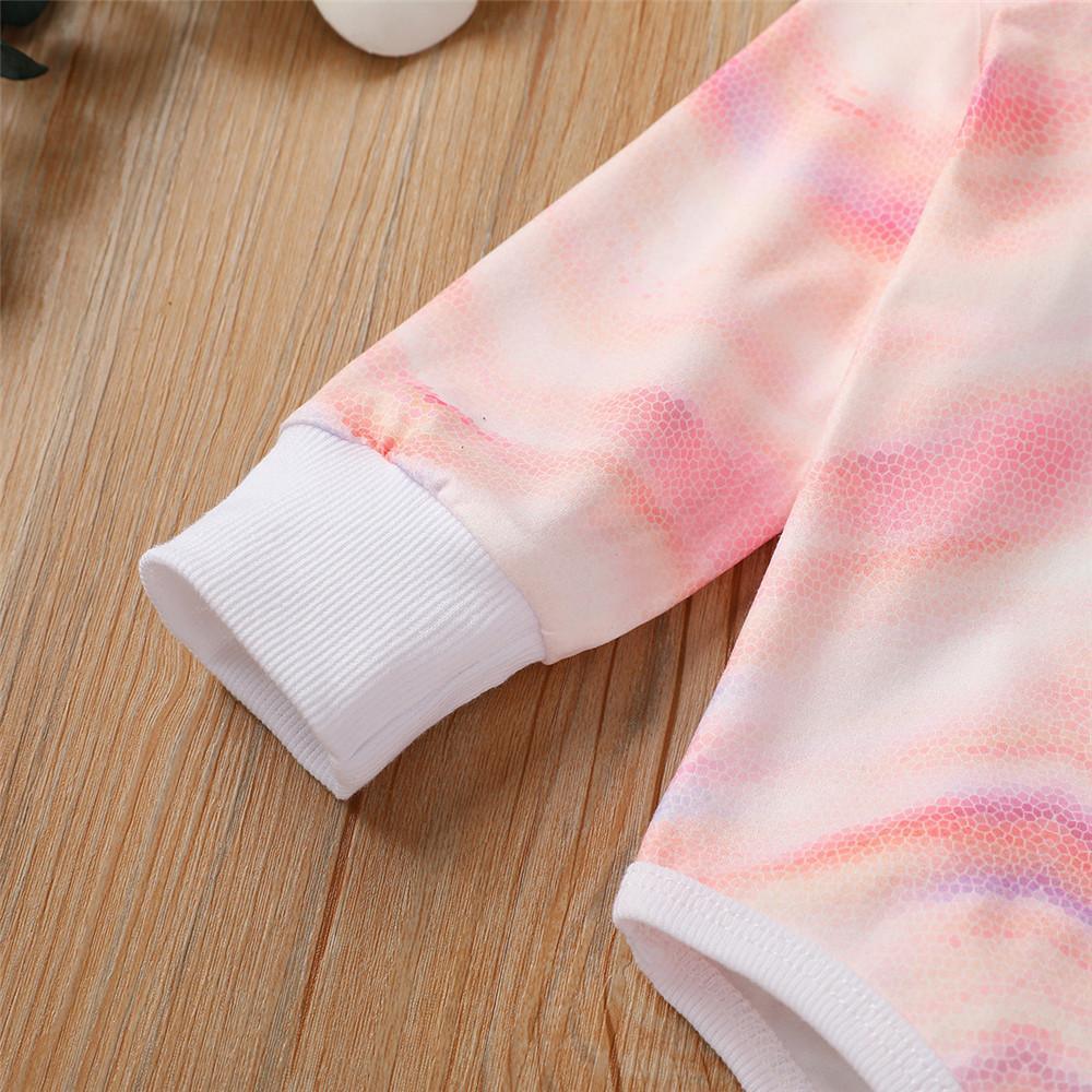 Baby Unisex Long Sleeve Tie-dye Romper & Pants & Hat - PrettyKid