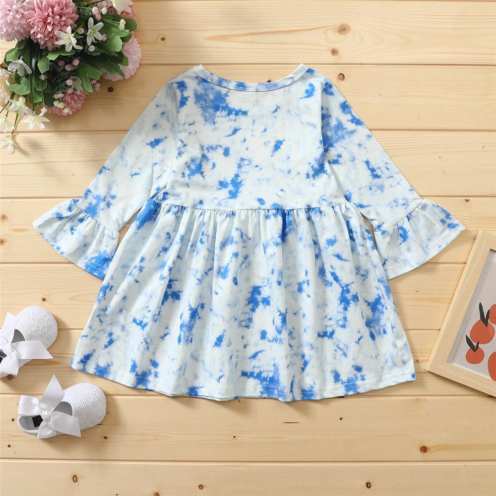 Girls Long Sleeve Tie Dye Casual Dress Girl Dresses Wholesale - PrettyKid