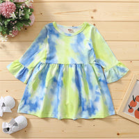 Girls Long Sleeve Tie Dye Casual Dress Girl Dresses Wholesale - PrettyKid