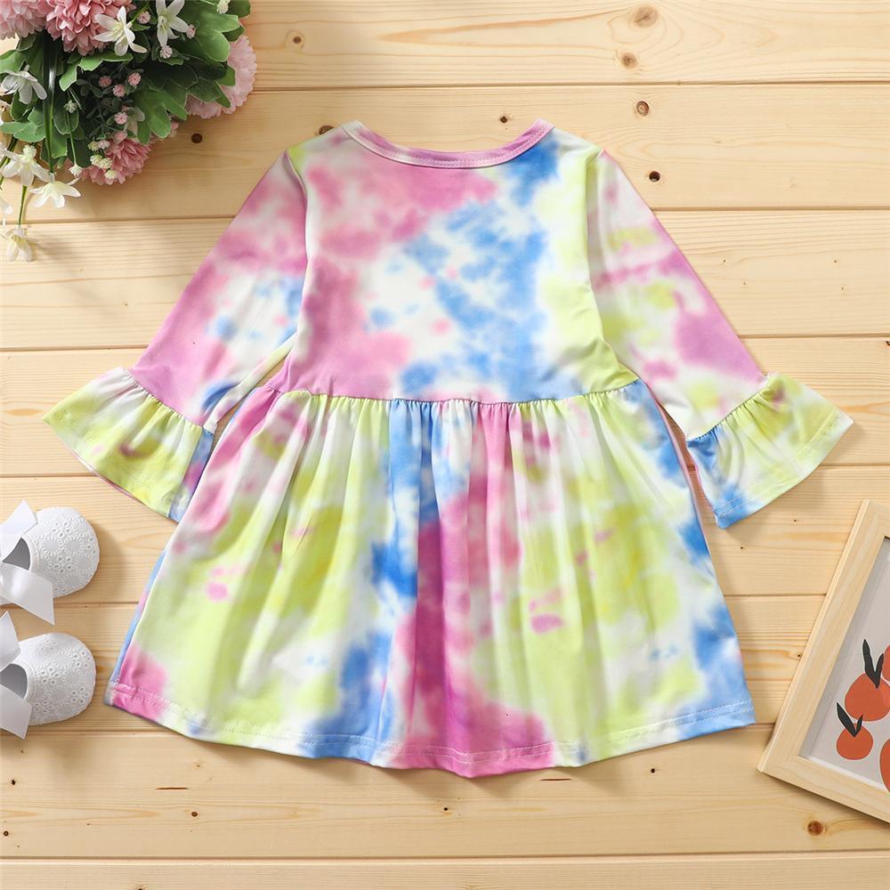 Girls Long Sleeve Tie Dye Casual Dress Girl Dresses Wholesale - PrettyKid