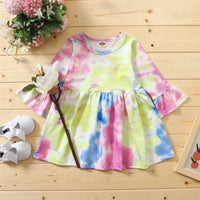 Girls Long Sleeve Tie Dye Casual Dress Girl Dresses Wholesale - PrettyKid