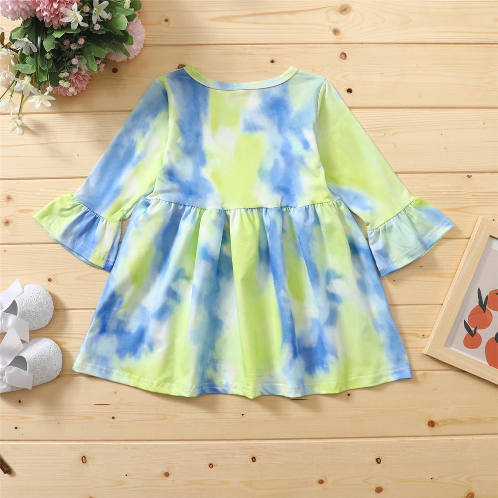 Girls Long Sleeve Tie Dye Casual Dress Girl Dresses Wholesale - PrettyKid