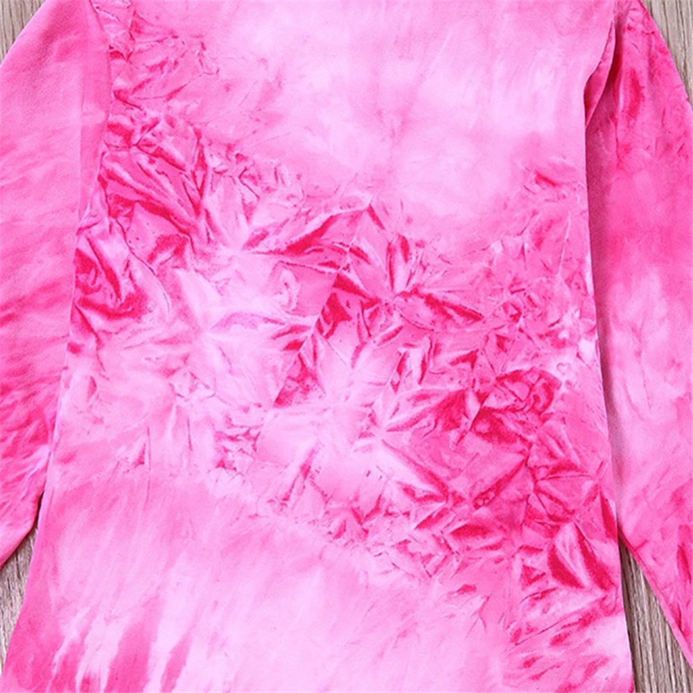 Girls Long Sleeve Tie Dye Crew Neck Dress Girls Clothes Wholesale - PrettyKid