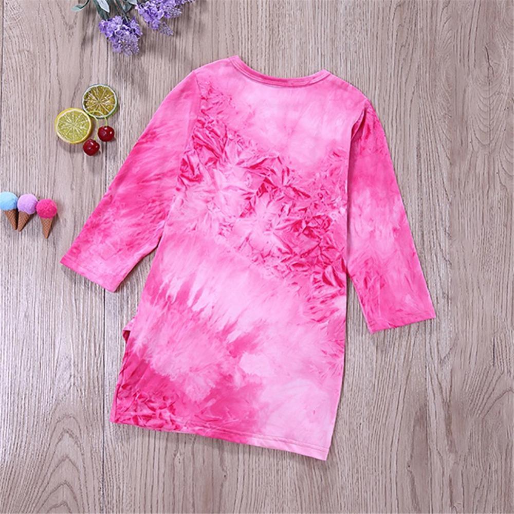 Girls Long Sleeve Tie Dye Crew Neck Dress Girls Clothes Wholesale - PrettyKid