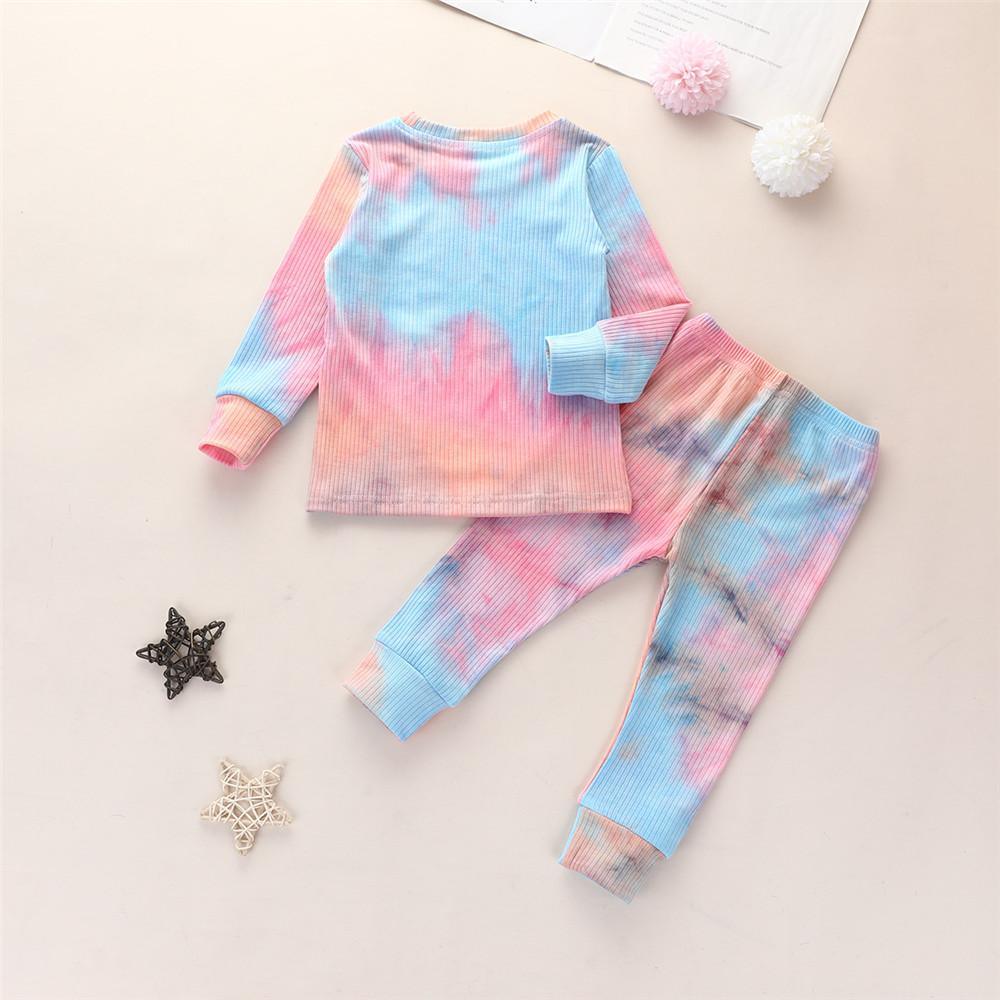 Girls Long Sleeve Tie Dye Crew Neck Tops & Pants - PrettyKid