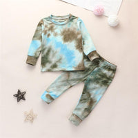 Girls Long Sleeve Tie Dye Crew Neck Tops & Pants - PrettyKid