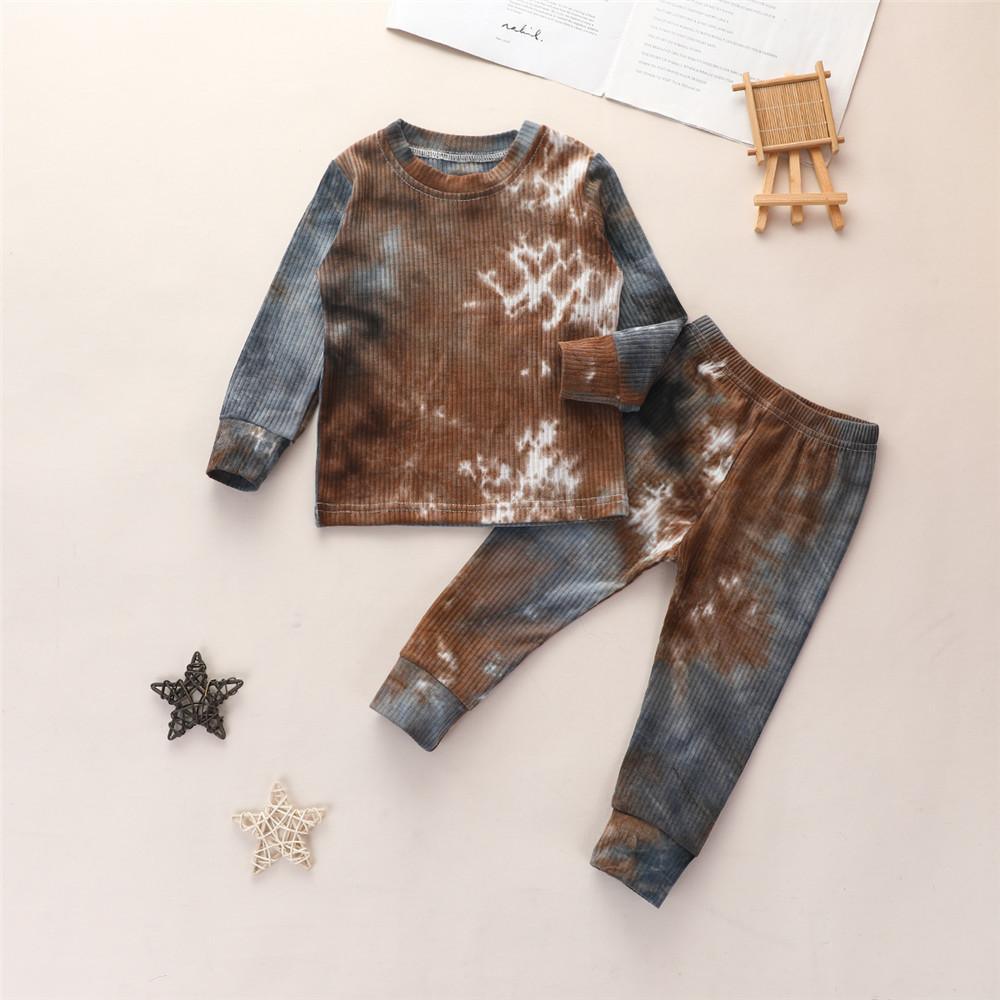 Girls Long Sleeve Tie Dye Crew Neck Tops & Pants - PrettyKid