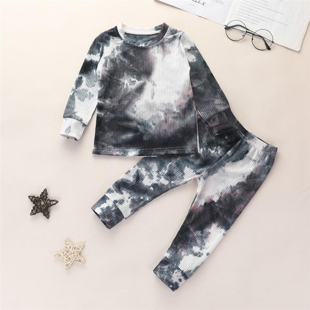 Girls Long Sleeve Tie Dye Crew Neck Tops & Pants - PrettyKid