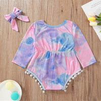 Baby Girls Long Sleeve Tie Dye Romper & Headband Baby Wholesale Clothes - PrettyKid