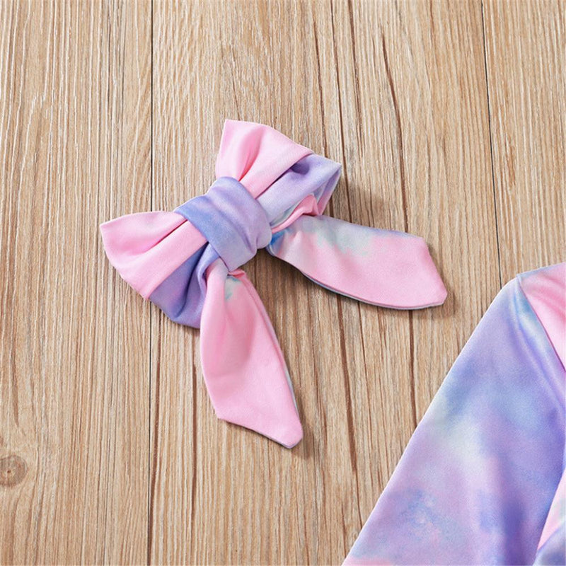 Baby Girls Long Sleeve Tie Dye Romper & Headband Baby Wholesale Clothes - PrettyKid