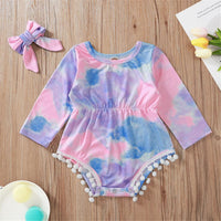 Baby Girls Long Sleeve Tie Dye Romper & Headband Baby Wholesale Clothes - PrettyKid