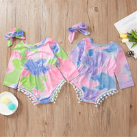 Baby Girls Long Sleeve Tie Dye Romper & Headband Baby Wholesale Clothes - PrettyKid