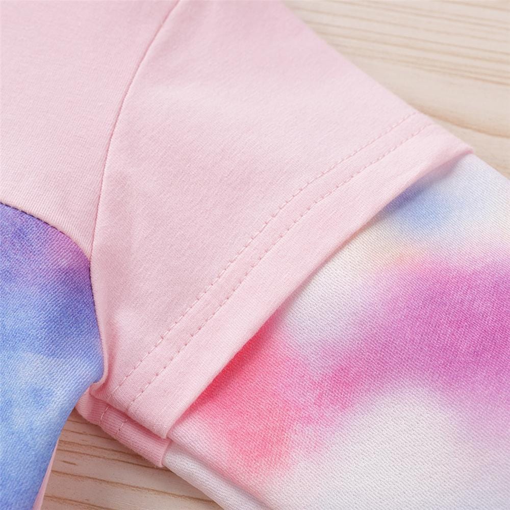 Girls Long Sleeve Tie Dye Splicing Hooded Top & Pants Wholesale Girls - PrettyKid