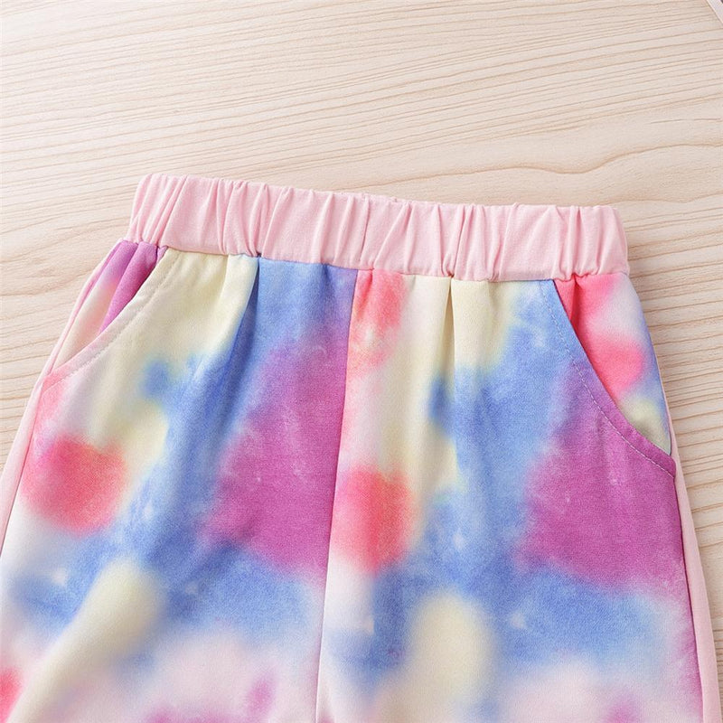 Girls Long Sleeve Tie Dye Splicing Hooded Top & Pants Wholesale Girls - PrettyKid