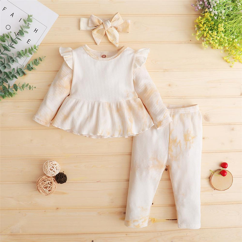Girls Long Sleeve Tie Dye Top & Pants & Headband Girls Clothing Wholesalers - PrettyKid
